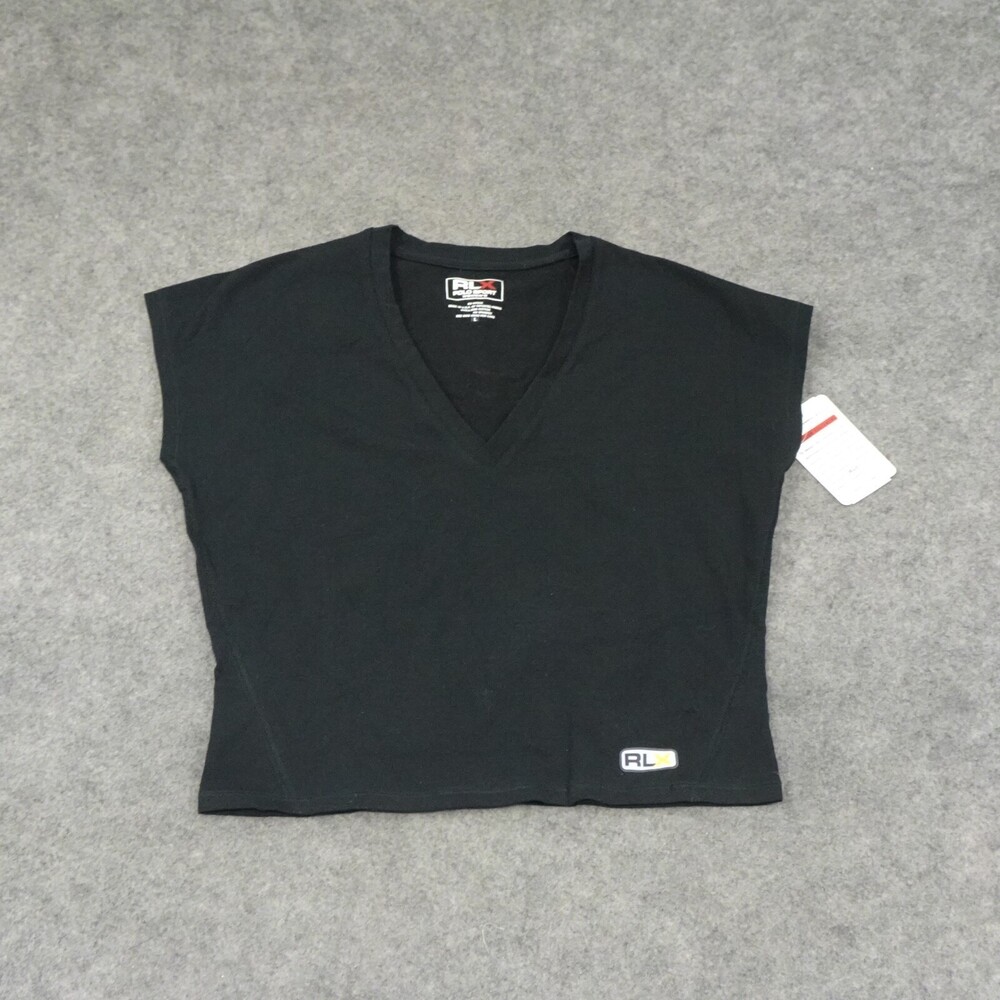 RLX Polo Sport Shirt Womens Large Black Sleeveless Athliesure Activewear Tennis